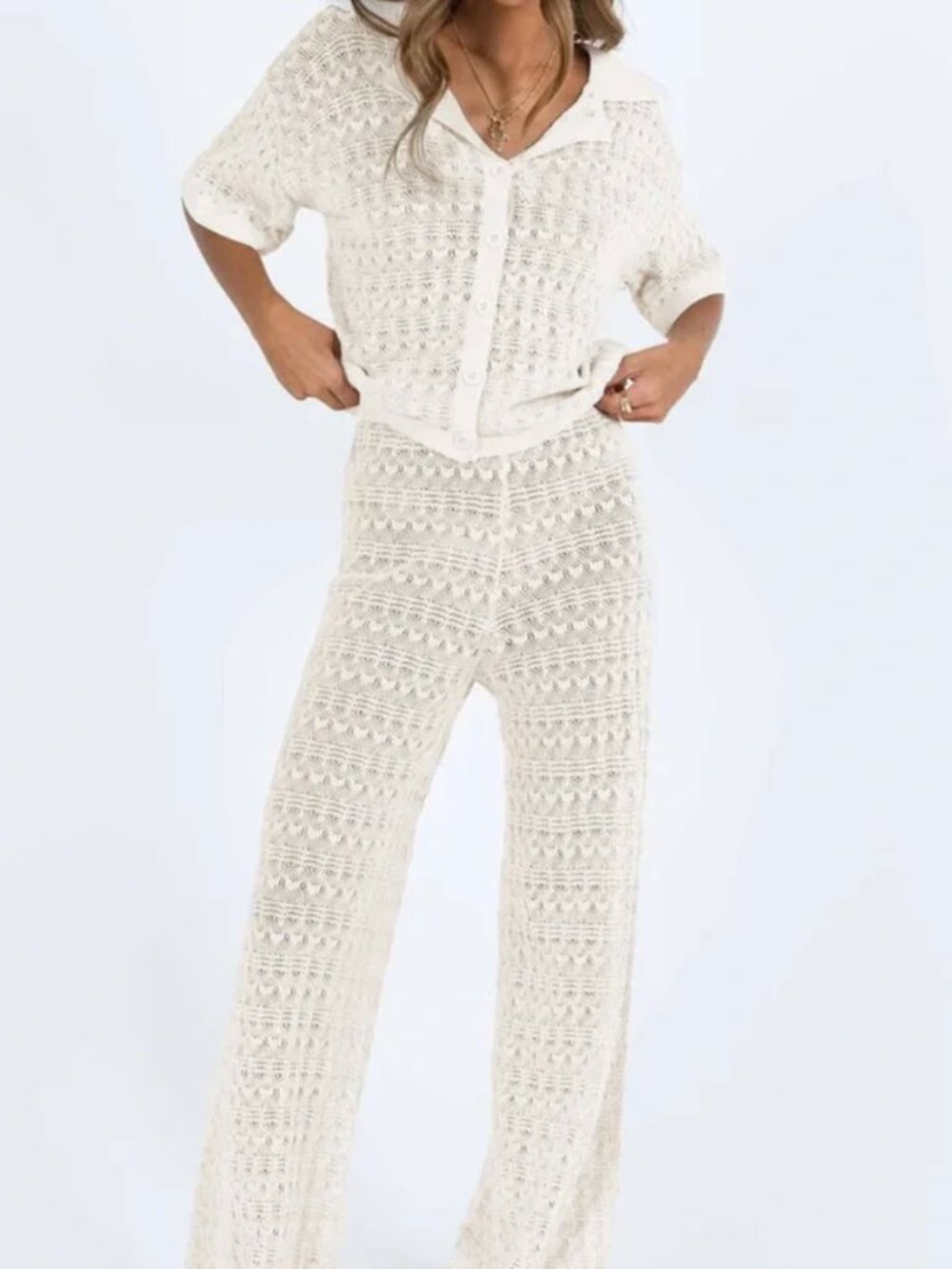 Princess Polly Elonzido Set Cream Knit Button-Up
